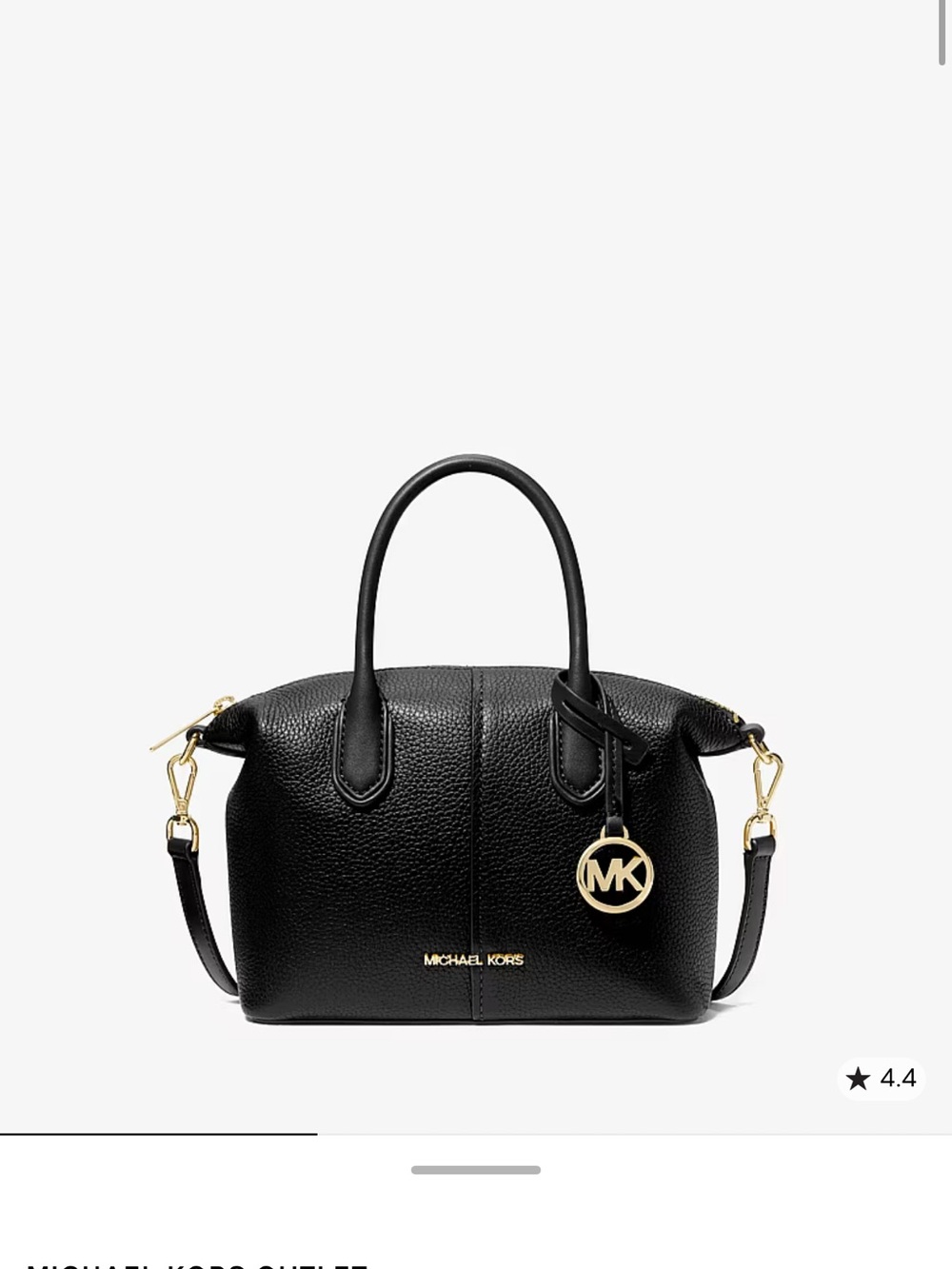 Michael Kors Black Pebbled Leather Satchel with Gold MK Charm